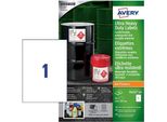 Avery-Zweckform B4775-50 210 X 297 Mm Film Di Polietilene Bianco 50 Pezzi Etichette Universali Permanenti Laser 50 Fogli Din A4 (B4775-50)