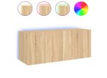 Vidaxl Mobile Tv A Parete Con Luci Led Rovere Sonoma 100X35X41 Cm