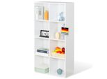 Libreria, Scaffale Verticale In Mdf Bianco Con 8 Scomparti Per Libri E Accessori Per La Casa, 65,5 X 30 X 129,5 Cm, Scaffale Bianco, Arkansas