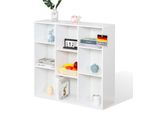 Libreria, Scaffale Verticale In Mdf Bianco Con 9 Scomparti Per Libri E Accessori Per La Casa, 97,7 X 30 X 97,7 Cm, Scaffale Bianco, Arkansas
