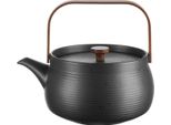 Asa Selection Japandi Teekanne Mit Holzgriff, Black 22,7 X 18,3 Cm, H. 20 Cm, 1,5 L. Schwarz Matt Porzellan 23370190
