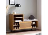 Finebuy Panca Per Scarpe Con Seduta 120X75,5X40 Cm Panca Per Armadio Panca Per Arredamento In Rovere Panca Piccola In Rattan Panca Imbottita Corridoio Stretto Con Spazio Di Archiviazione Panca Per Corridoio