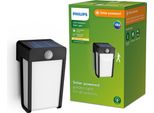Led Shroud 2,3W 2700K 250Lm IP44 Nero Philips Lampada Solare Da Parete Con Sensore Di Movimento