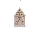 Clayre & Eef Etichetta Natalizia Casetta Di Pan Di Zenzero 6X4X9 Cm In Poliresina Rosa