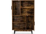 Libreria Mobile Portaoggetti In Legno Con Ante E Ripiani A Giorno Caffè 80 X 24 X 120 Cm