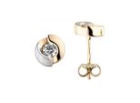 Paar Ohrstecker Jobo, Gold (Gelbgold 333, Weiß), Ohrringe, Damen, Gelbgold 333, 333 Gold Bicolor Mit 2 Zirkonia