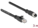 Delock M12 Kabel X-Kodiert 8 Pin Buchse Zu RJ45 Stecker Cat.5E S/Ftp Flexibel 3 M Schwarz (80591)