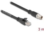 Delock M12 Kabel X-Kodiert 8 Pin Stecker Zu RJ45 Stecker Cat.5E S/Ftp Flexibel 3 M Schwarz (80580)
