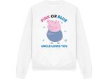 Peppa Pig - Felpa "Rosa O Blu Zio Pig Ti Ama"" Per Uomo/Donna Unisex TV21397 (L) (Bianco)"