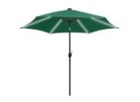 Vidaxl Ombrellone Con Illuminazione A Led E Palo In Alluminio 300 Cm Verde
