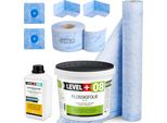 Kit Di Impermeabilizzazione Pellicola Liquida 7 Kg Nastro Sigillante 5 Mb Primer 1 L Mat 1 Mb Level+ SET58