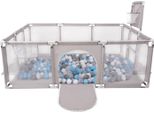 Selonis Playpen Grande Parco Giochi Con 400 Palline Playpen Per Bambini, Grigio: Grigio/Bianco/Trasparente/Babyblue