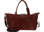 Buckle & Seam Pelle Borsa Da Viaggio Linwood Weekender Cognac / Blue Marrone