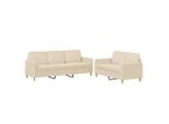 Vidaxl Set Divano 2 Pezzi Con Cuscini In Tessuto Crema