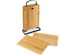 Set Di 6 Coltelli Da Cucina Excellent Houseware Con Supporto, Bambù/Metallo, 22X14X4 Cm, Marrone/Nero