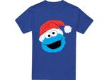 Sesame Street - Maglietta Da Uomo/Donna Unisex, Screziata, Disegno Natalizio TV21501 (3XL) (Blu Reale)
