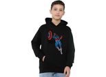 Capitan America - Felpa Con Cappuccio Per Bambini, Pullover TV22187 (152-158) (Nero)