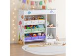 Scaffale Per Bambini 'Farusa' Con 9 Scatole Pieghevoli 80 X 90 X 30 Cm Motivo Aqua Dream