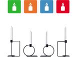 Marrakesh Set Di 4 Portacandele Moderni Svidal Nero In Metallo Alto 16Cm E 12Cm - Decorazione Da Tavolo Portacandele Moderni Per Candele A Bastoncino