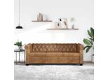 Divano Chesterfield 3 Posti In Pelle Finta Marrone