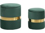 Set Di 2 Pouf Con Spazio Di Stoccaggio Mauro Ferretti Sheffild Ø 37X42 Ø 28X35 Cm Verde