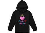 Disney Princess - "Happy Hearts Day!"" Felpa Con Cappuccio Per Bambini, San Valentino TV22290 (128) (Nero)"