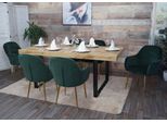 Set Di 6 Sedie Per Sala Da Pranzo HWC-F18, Sedia Da Cucina, Design Retrò ~ Verde Velluto, Gambe Dorate