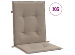 Vidaxl Cuscini Per Sedie Da Giardino Per Schienale Basso 6 Pz. Taupe 100X50X3 Cm