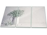Piastra Di Copertura Del Piano Cottura Piastra Di Copertura Del Piano Cottura In Ceramica 3 Pezzi 90X52 Fiori Bianco