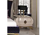 Casa Padrino Comodino Art Deco Crema/Oro 75 X 50 X H. 55 Cm - Elegante Comodino In Legno Massiccio Con 2 Cassetti - Art Deco Camera Da Letto E Mobili Per Hotel - Collezione Lusso