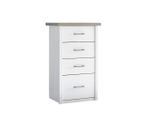 Xxxl Kinderkommode Luca / Corner , Weiß, Eiche , Metall , 4 Schubladen , 60x101x43 cm , stehend , Babymöbel, Babykleiderschrank