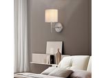 Set Di 2 Applique 'Winsford' E14 In Metallo Tessile Colore Argento / Bianco