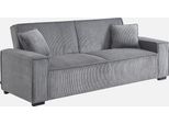 Sweeek - Divano A 3 Posti Con Funzione Letto E Rivestimento In Velluto A Coste - Grigio Chiaro
