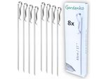 Gardenko Spiedini In Acciaio Inox 8 Pezzi – Spiedi Piatti 43 Cm Per Carne, Verdure E Kebab Adana