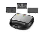 Forsmano 3-In-1 Sandwich Maker Breakfast Maker 850W, Piastra Per Waffle A Doppio Riscaldamento, Grill Per Panini, Piastre Rimovibili, Rivestimento Antiaderente