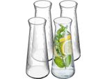Kadax 4 X Caraffa In Vetro Da 1 Litro, Caraffa Per Acqua In Vetro Robusto, Caraffa Per Bevande Lavabile In Lavastoviglie, Caraffa Per Acqua Senza Piombo, Caraffa Per Acqua, Succo, Limonata, Latte (Modello 2)
