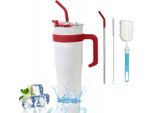 Tazza Termica Devesanter 1200 Ml, Cannuccia + Coperchio, Acciaio Inox, Bianco