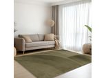 Tappeto Verde Con Pelliccia Di Coniglio Vellutata E Morbidamente Lucida Dimensioni - 120 X 170 Cm