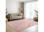 Tappeto Rosa Con Pelliccia Di Coniglio Vellutata E Morbidamente Lucida Dimensioni - 120 X 170 Cm