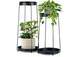 Set Di Due Composizioni Floreali In Metallo Nero Su Due Livelli