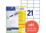 Avery Zweckform 3652 - Etichette Multiuso - Bianco - 42,3 X 70 Mm - 4200 Etichette (21 Fogli X 200) (3652-200)