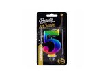 Candela Di Compleanno Godan Numero 5, 8 Cm, Colori Arcobaleno