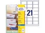 Avery Zweckform J8160-25 Etichette Per Indirizzi, A4, 63,5 X 38,1 Mm, 25 Fogli/525 Etichette, Bianco