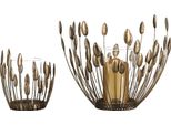 Gilde Windlicht, "Trevi"", Blattmotiv, Metall, Goldfarben, , H. 18 Cm, D. 17 Cm 84199"