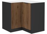 Mobile Angolare Inferiore Tova - Larghezza 90X90 Cm, Noce Okapi / Nero