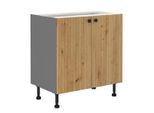 Mobiletto Inferiore A Due Ante Nomin - Larghezza 80 Cm, Rovere Artigianale / Antracite