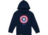 Capitan America - Felpa Con Cappuccio Per Bambini, Pullover TV22708 (128) (Navy)