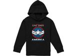 Capitan America - Felpa Con Cappuccio Per Bambini, Pullover TV22743 (128) (Nero)
