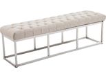 Panca Clp In Tessuto Amun Con Struttura In Acciaio Inox, Crema 150 Cm