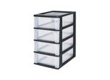 Cassettiera Organizzatrice Iris In Plastica 4 Cassetti 4X7L Nero Trasparente